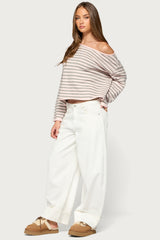 Amita Off Shoulder Striped Sweater