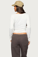 Jasmina Lacey Pointelle Long Sleeve Top