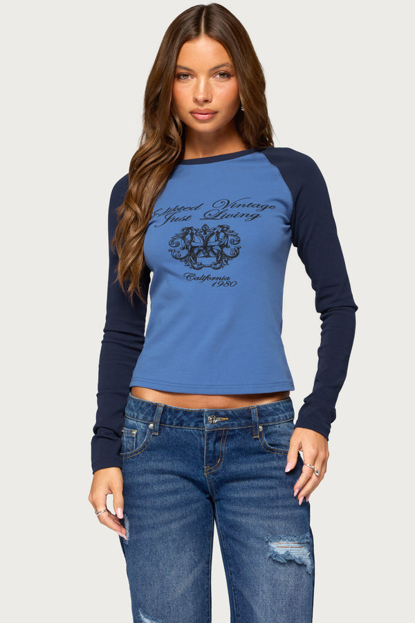 Edikted Just Living Raglan Graphic Top view 1