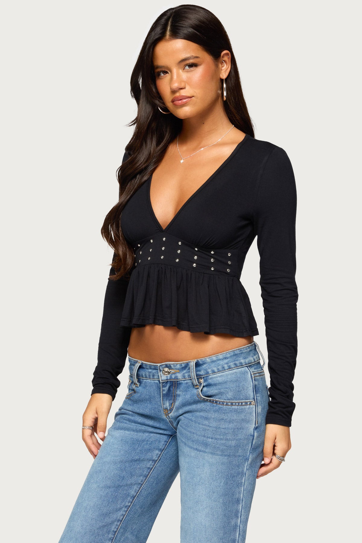 Corrah Studded Peplum Top