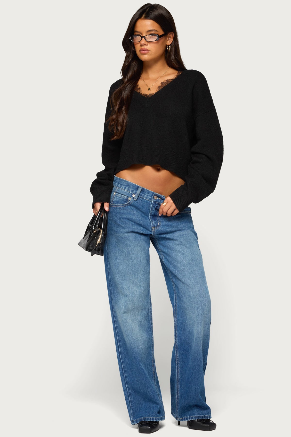 Audrinnah Lacey V Neck Sweater