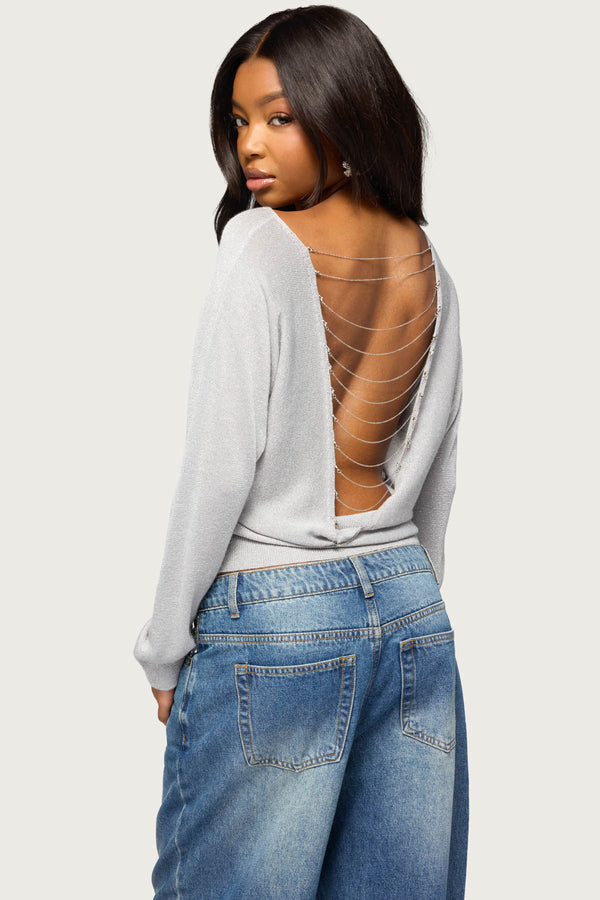 Tamzin Shiny Knit Chain Sweater view 1