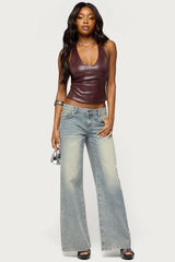 Saidy Faux Leather Racerback Top