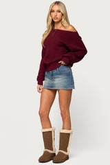 Prudy Off Shoulder Pointelle Knit Sweater