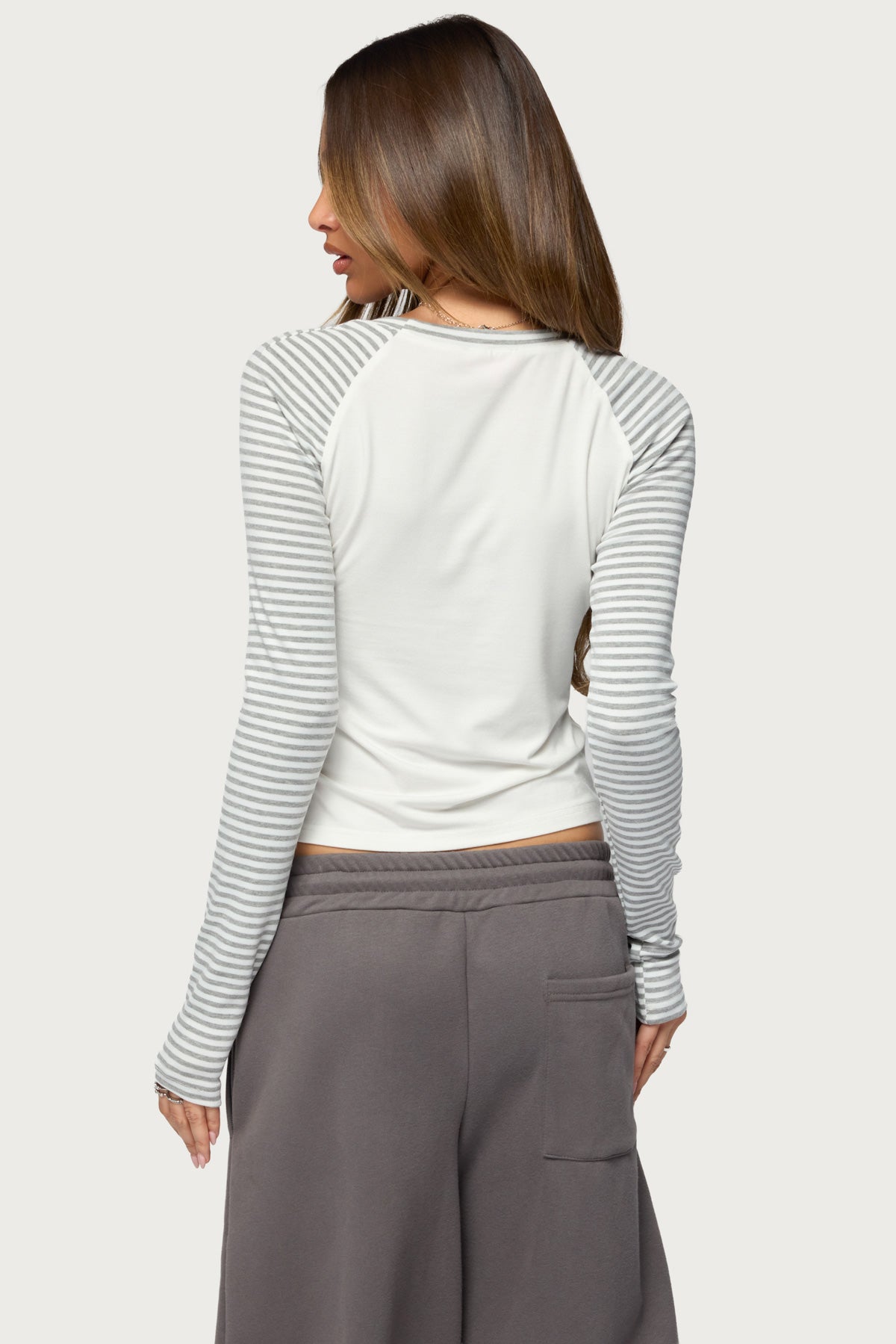 Elima Contrast Striped Raglan Top