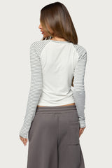 Elima Contrast Striped Raglan Top