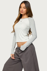 Elima Contrast Striped Raglan Top