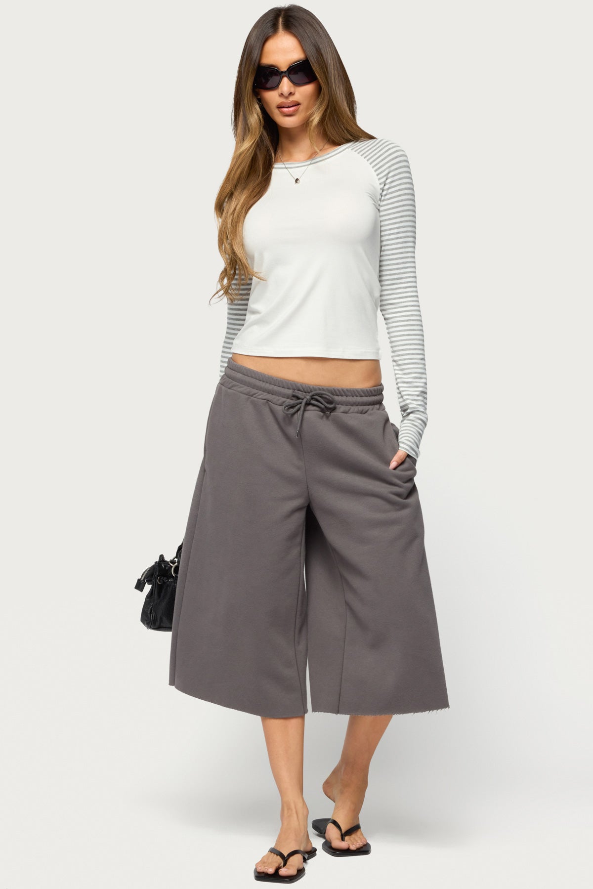 Elima Contrast Striped Raglan Top