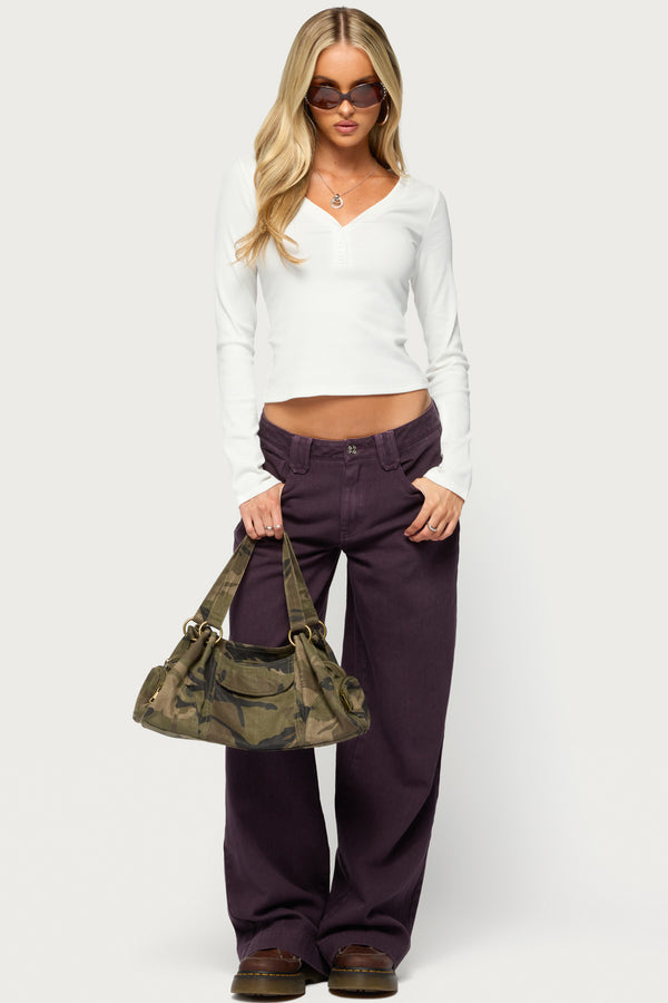 Shillie Ribbed Henley Top view 2