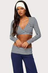 Shonda Striped Wrap Crop Top