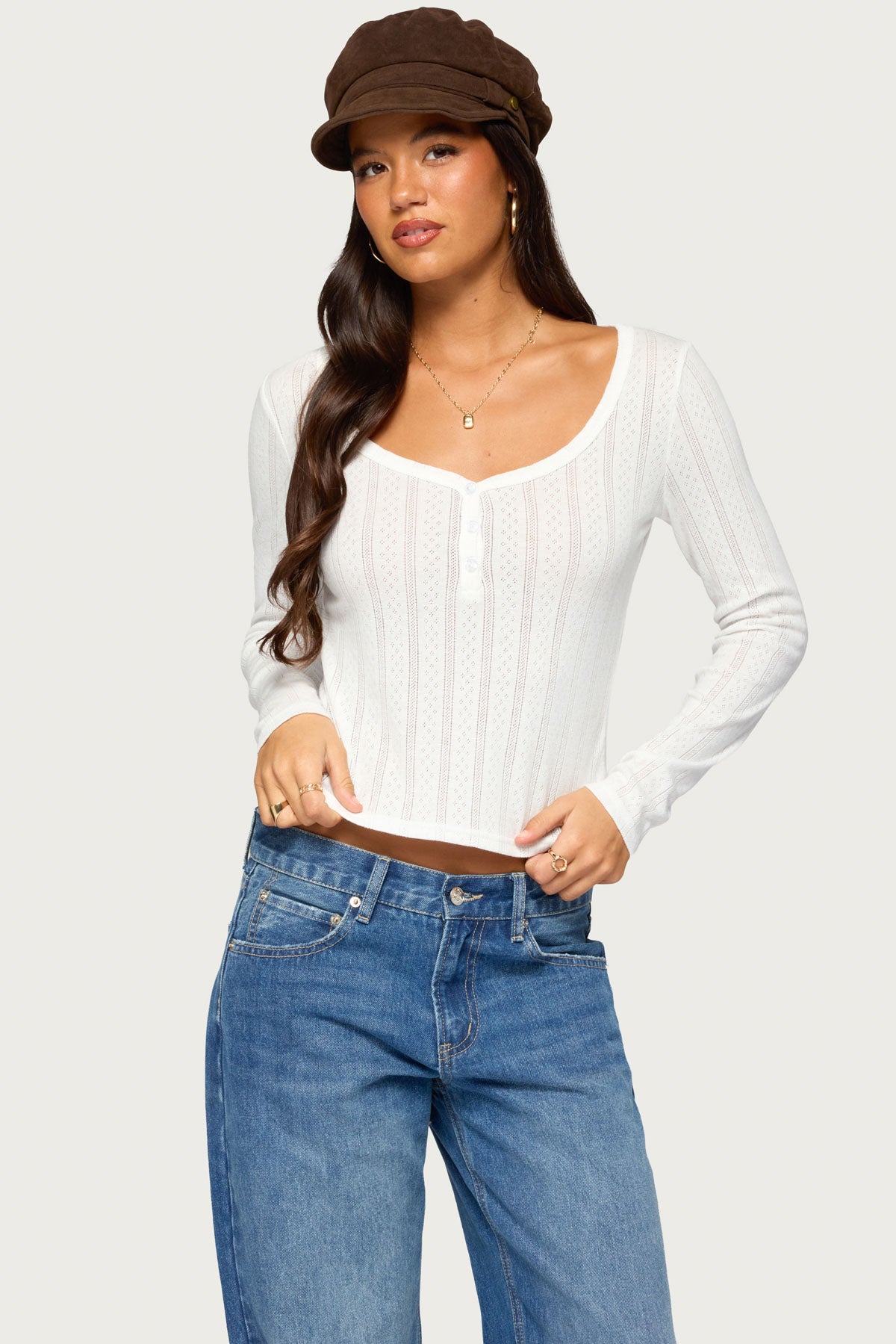Soffie Pointelle Henley Top