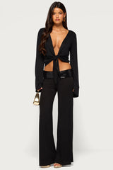 Moni Low Rise Foldover Sequin Pants