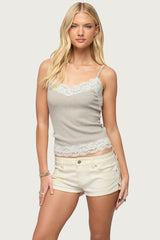Vieve Contrast Lacey Tank Top