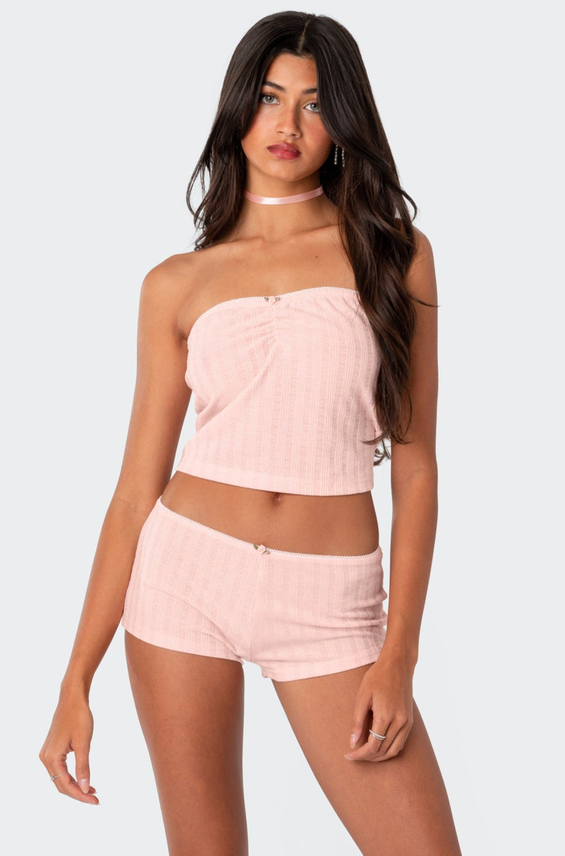 Sweetpea Ruched Pointelle Tube Top
