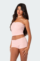 Sweetpea Ruched Pointelle Tube Top