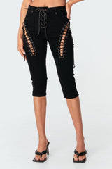 Alexiss Lace-Up Capri Jeans