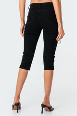 Alexiss Lace-Up Capri Jeans