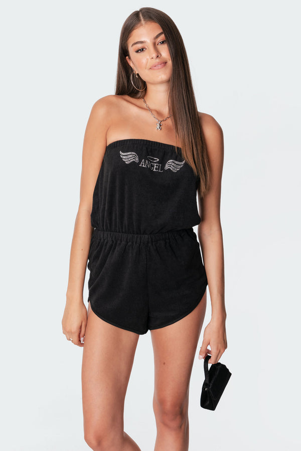 Terry Angel Rhinestone Romper