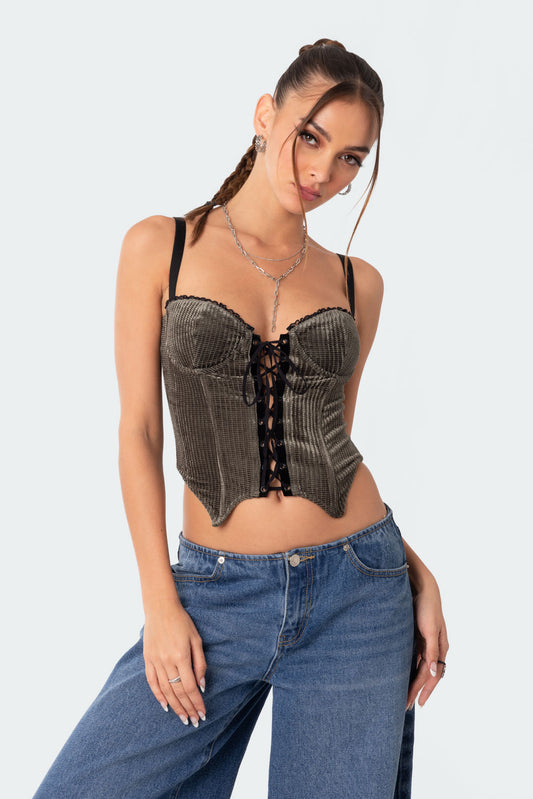 Lacey Cupped Velvet Corset