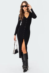 Jazlyn Knitted Button Up Maxi Dress