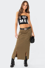 Cierra Low Rise Cargo Maxi Skirt