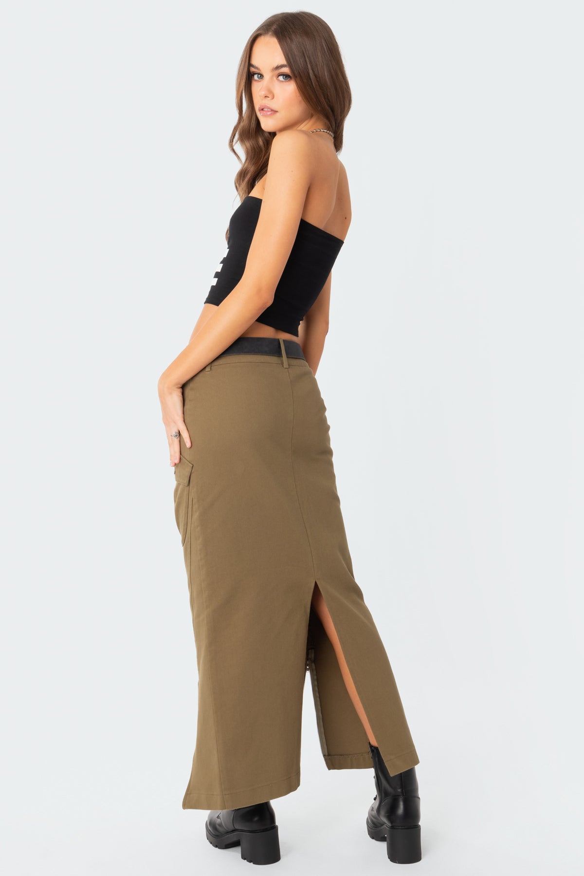 Cierra Low Rise Cargo Maxi Skirt