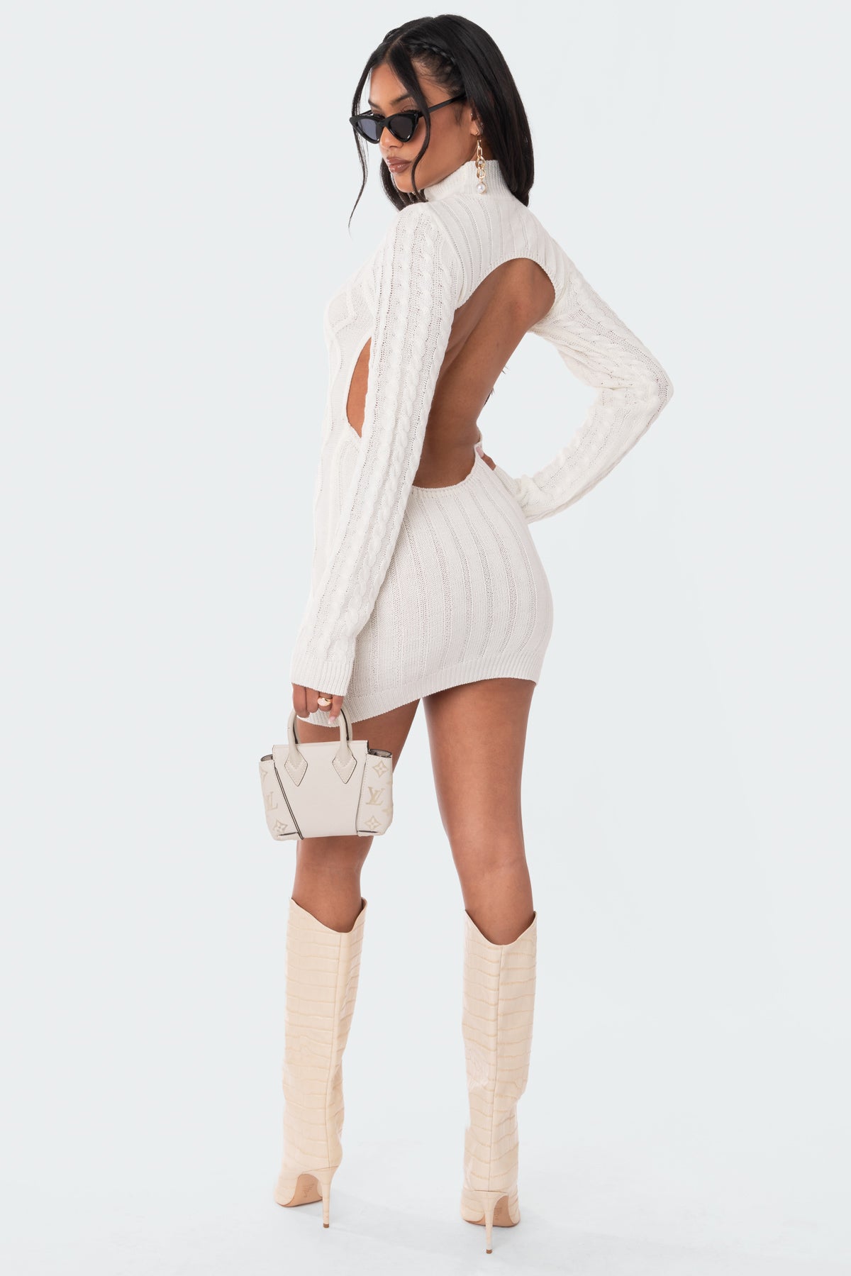Cable Knit Open Back Dress