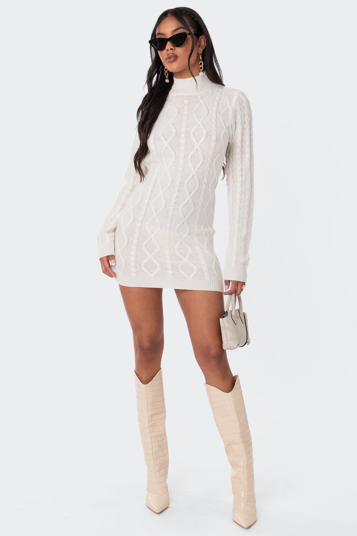Cable Knit Open Back Dress