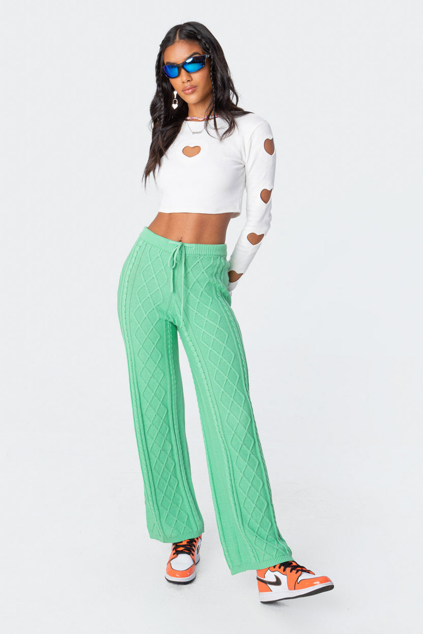 Kasey Cable Knit Pants – edikted