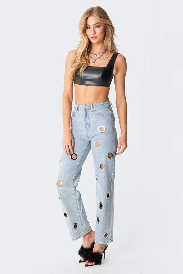 Midnight Faux Leather Crop Top