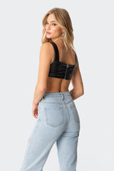 Midnight Faux Leather Crop Top