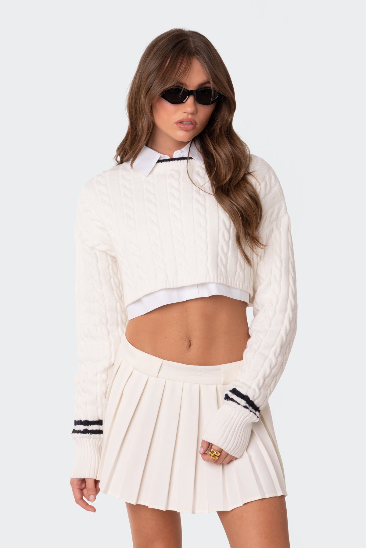 Desta Cable Knit Cropped Sweater