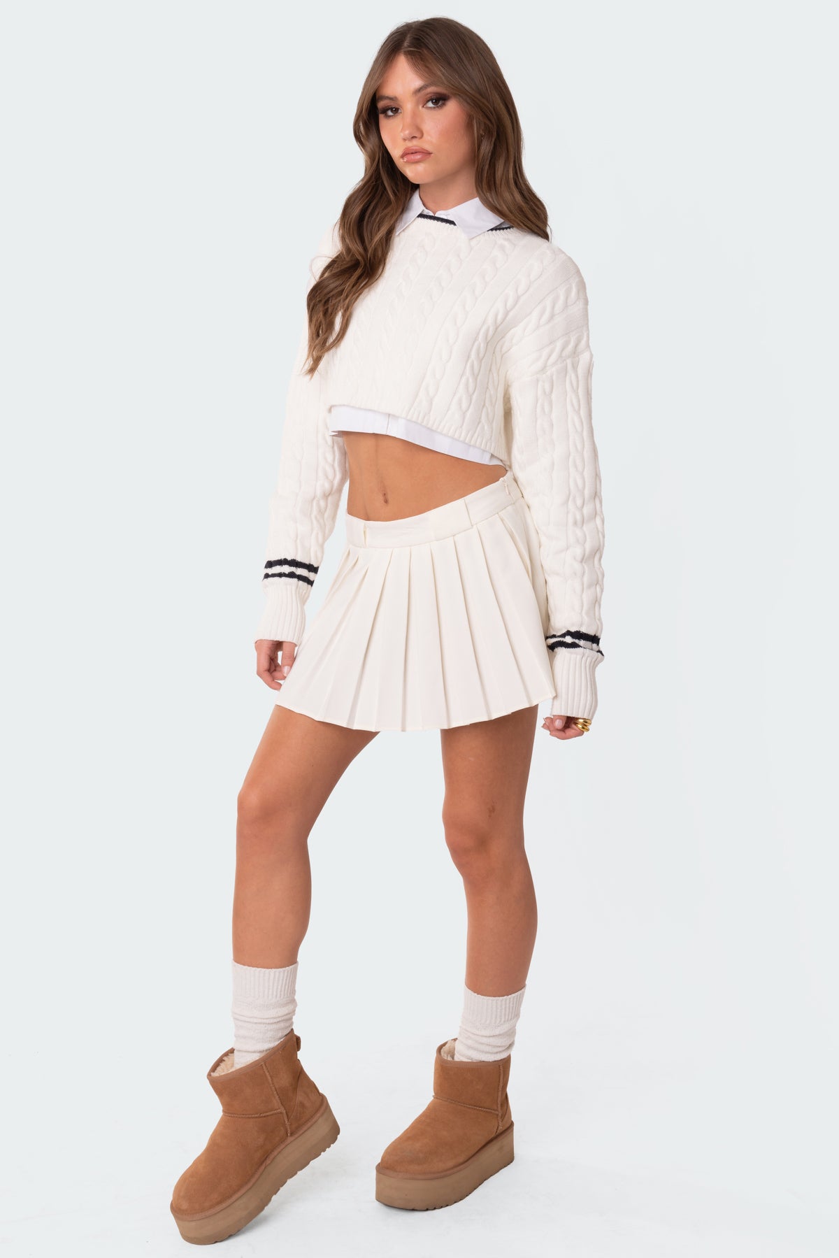 Desta Cable Knit Cropped Sweater