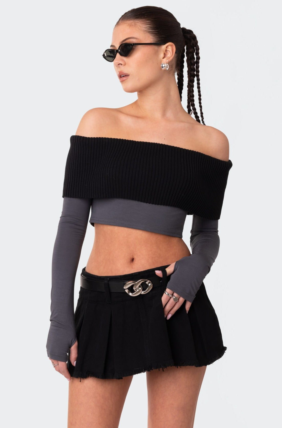 Alma Off Shoulder Half Knit Top