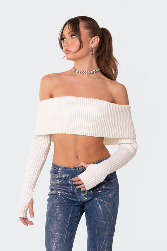 Astrea Fold Over Cropped Sweater