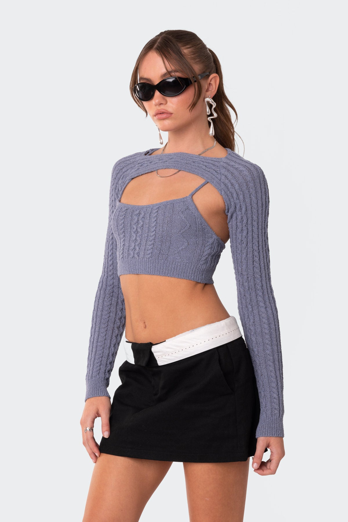 Two-Piece Cable Knit Top