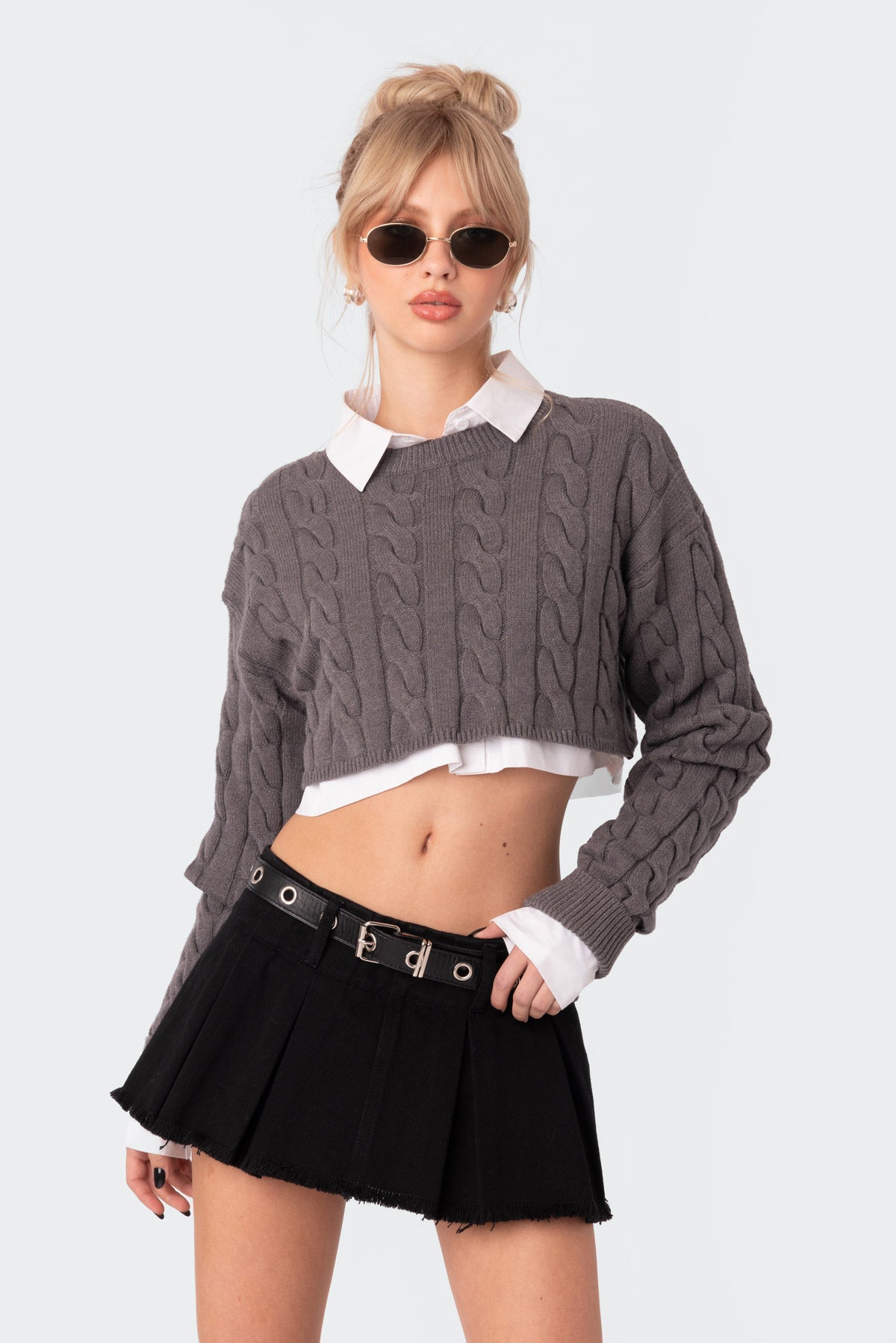 Steele Cropped Cable Knit Sweater