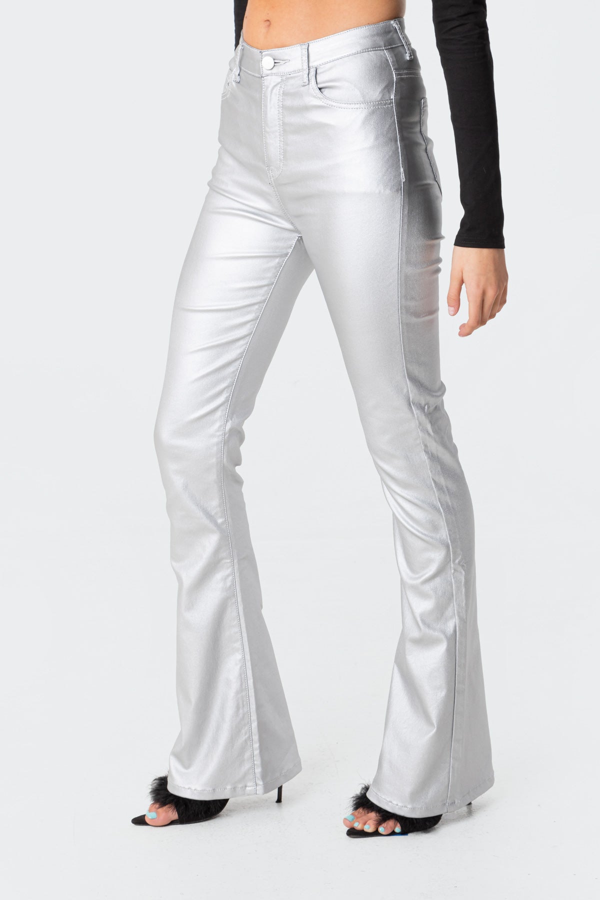 Luna Faux Leather Flare Jeans