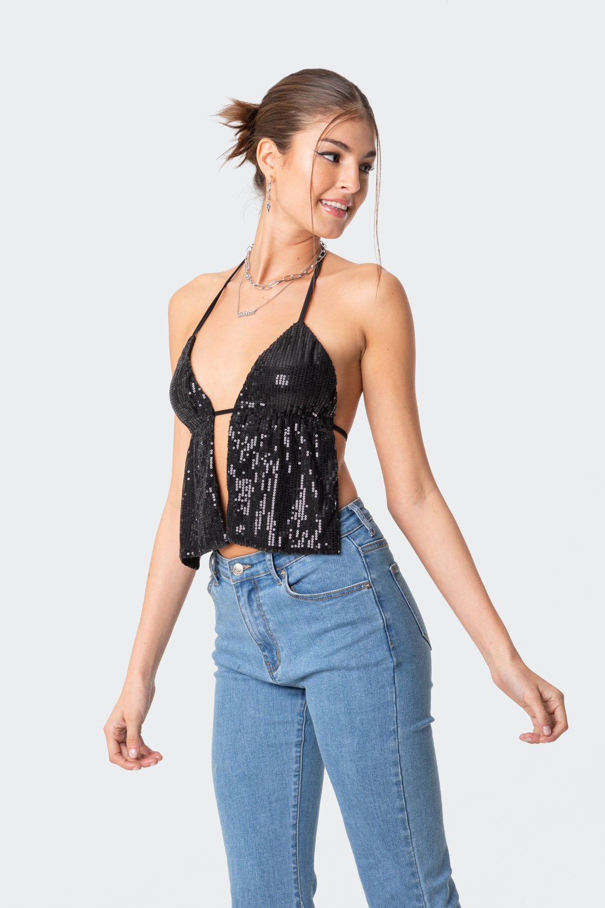 Estelle Open-Back Sequin Top