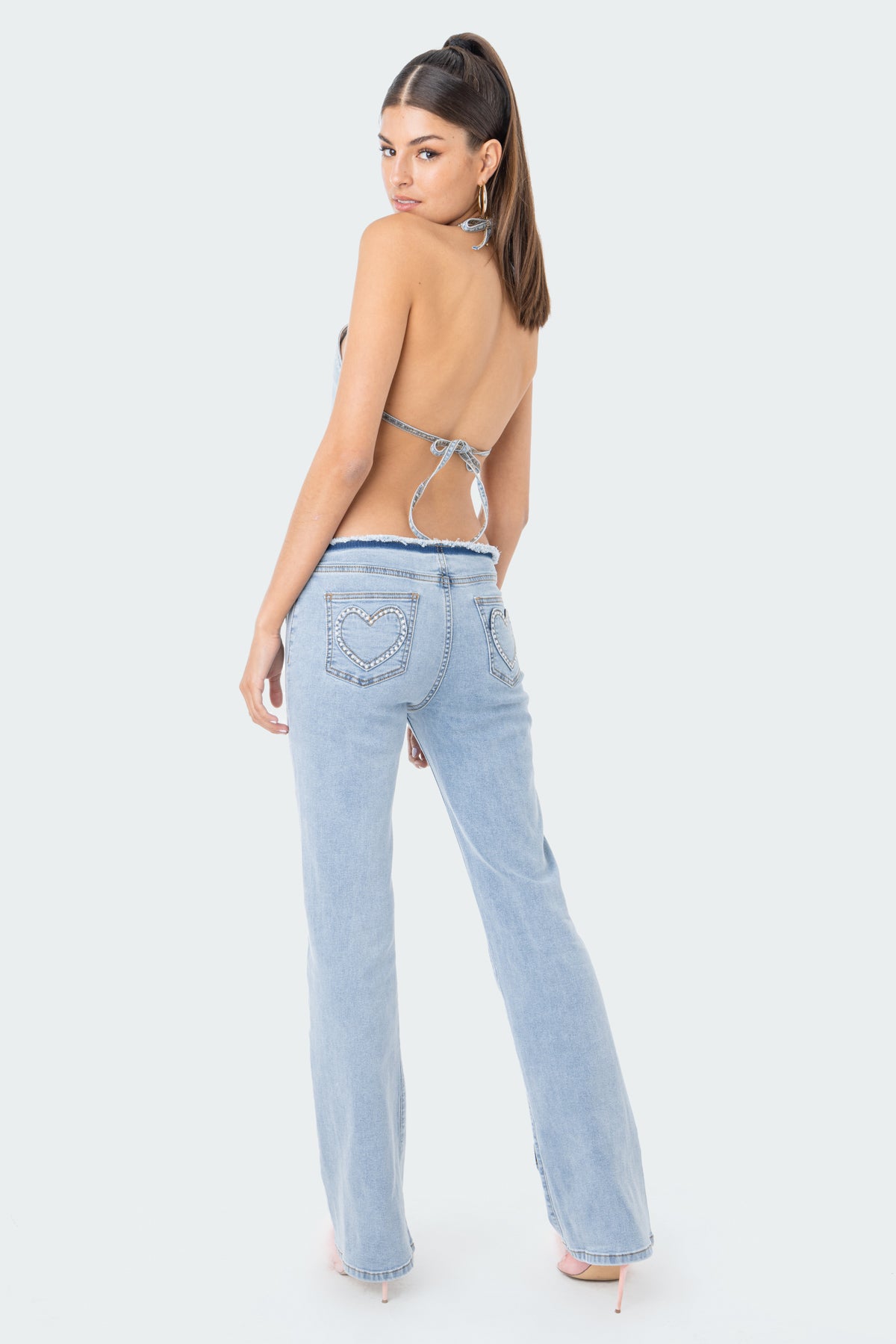Pearly Heart Denim Top