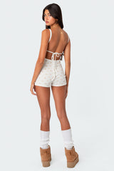 Ditsy Open Back Tie Romper