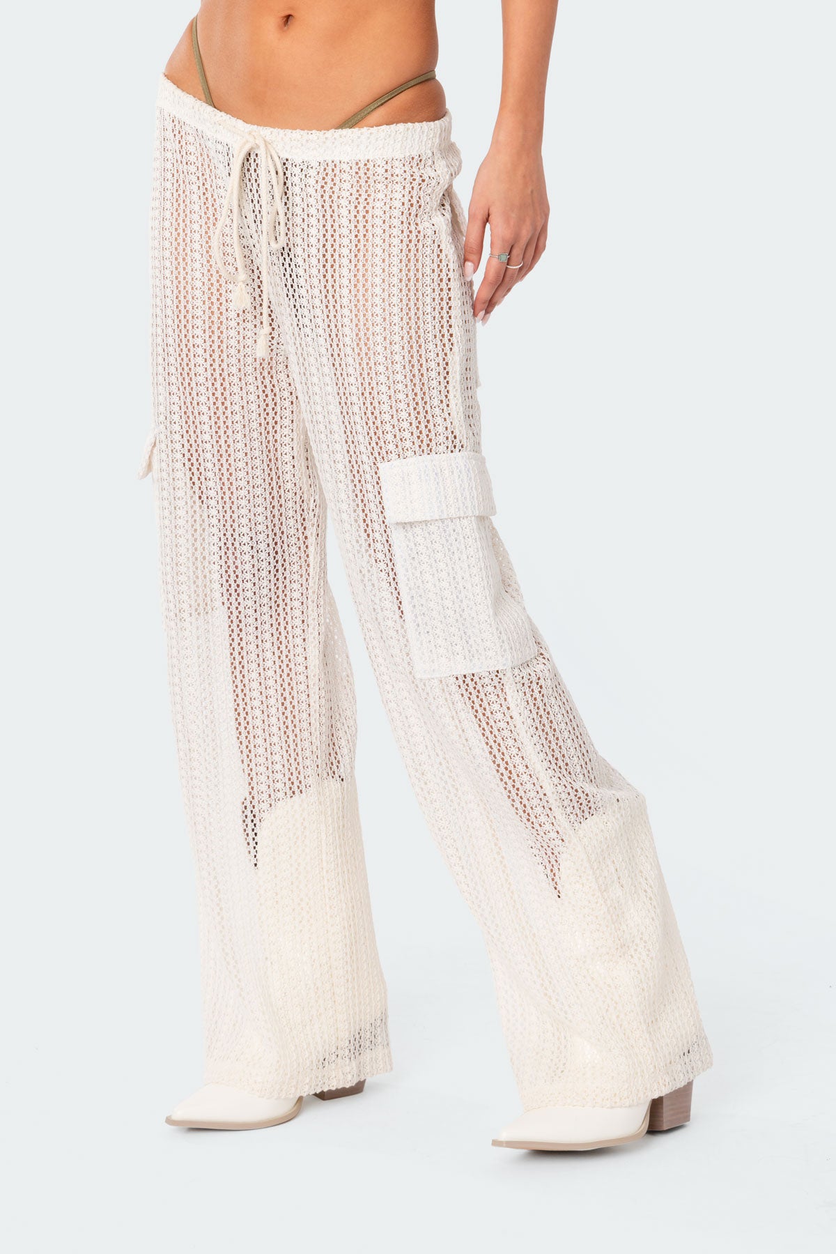 Ines Crochet Low Rise Cargo Pants