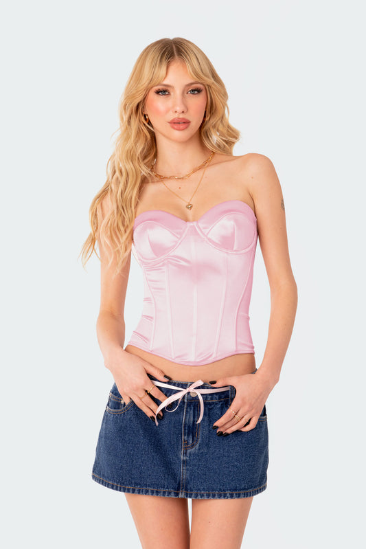 Sweetie Lace Up Satin Cupped Corset