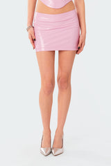 Amiyah Low Rise Vinyl Mini Skirt