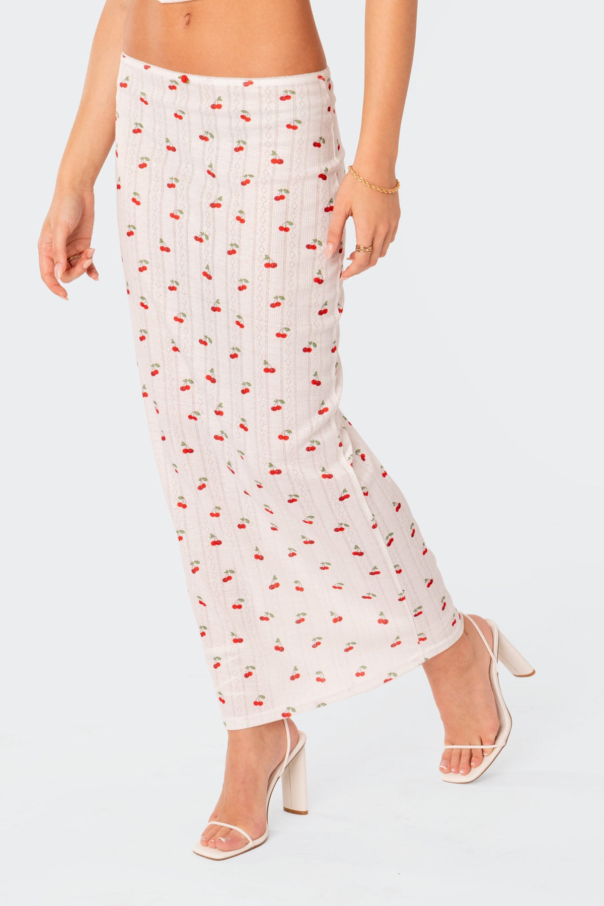 Cherry Low Rise Pointelle Maxi Skirt
