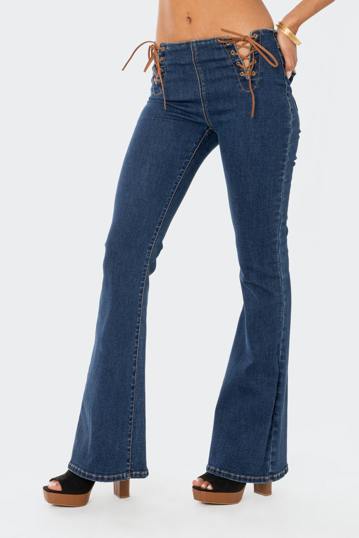 Gini Lace-Up Flared Jeans