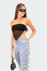 Strapless Mesh Triangle Top