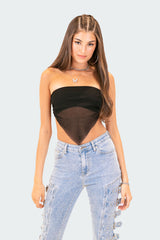 Strapless Mesh Triangle Top