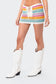 Rainbow Crochet Lace-Up Mini Skirt