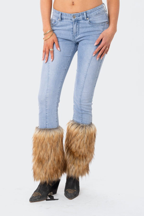 Nahla Low-Rise Faux Fur Jeans